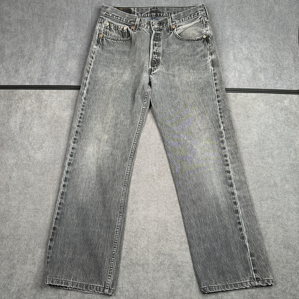 Vintage Levis 501 Mens Faded Black Straight Leg Jeans Made in USA 31x29